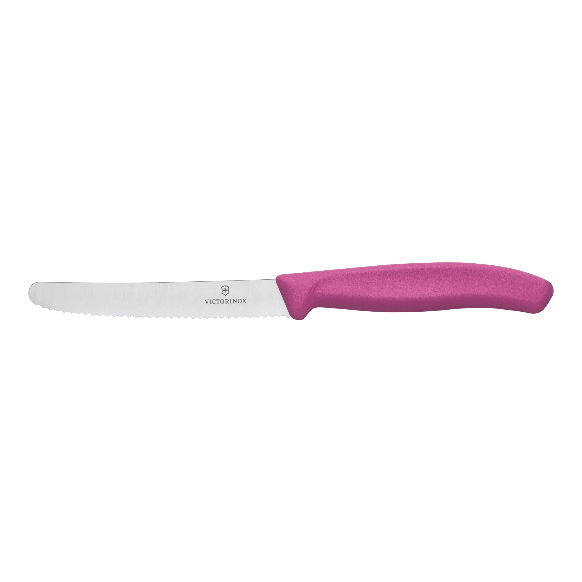 Victorinox Steak & Tomato Knife,11cm Round Tip,Wavy Edge,2 pc Set Classic Pink