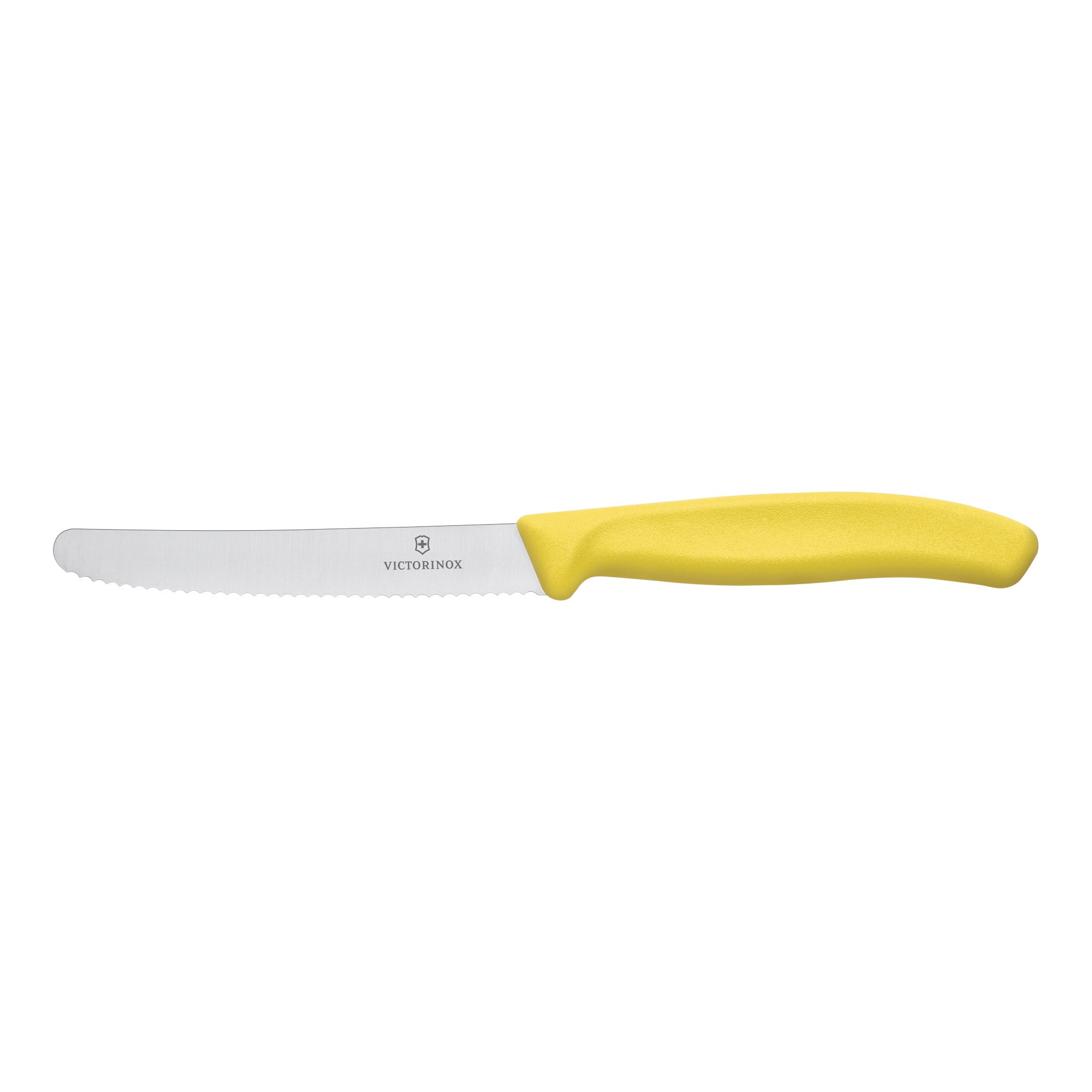 Victorinox Steak & Tomato Knife,11cm Round Tip,Wavy Edge,2 pc Set Classic Yellow