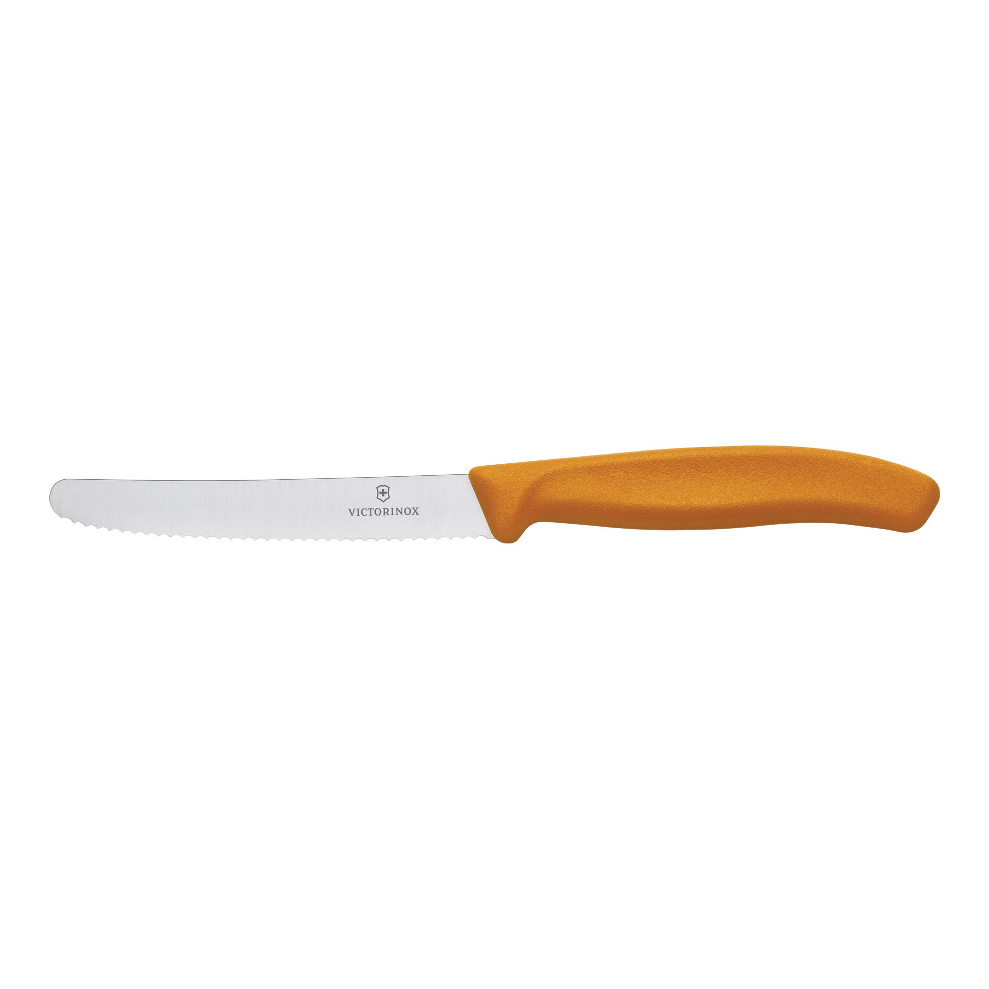 Victorinox Steak & Tomato Knife,11cm Round Tip,Wavy Edge,2 pc Set Classic Orange