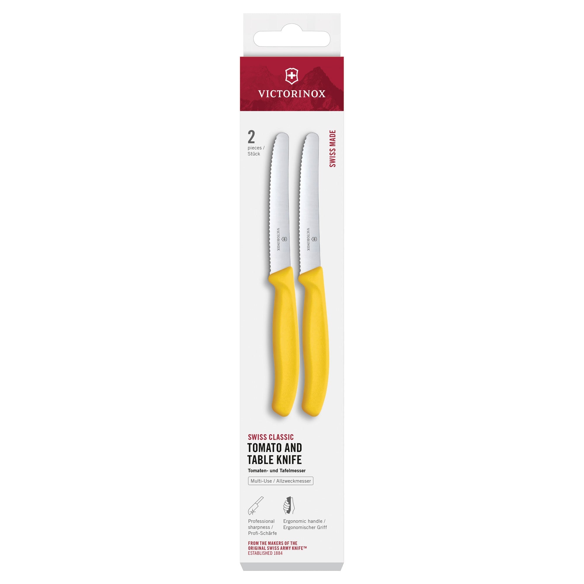 Victorinox Swiss Classic Tomato and Table Knife Set 2 Pieces - Gift Box Lemon Yellow