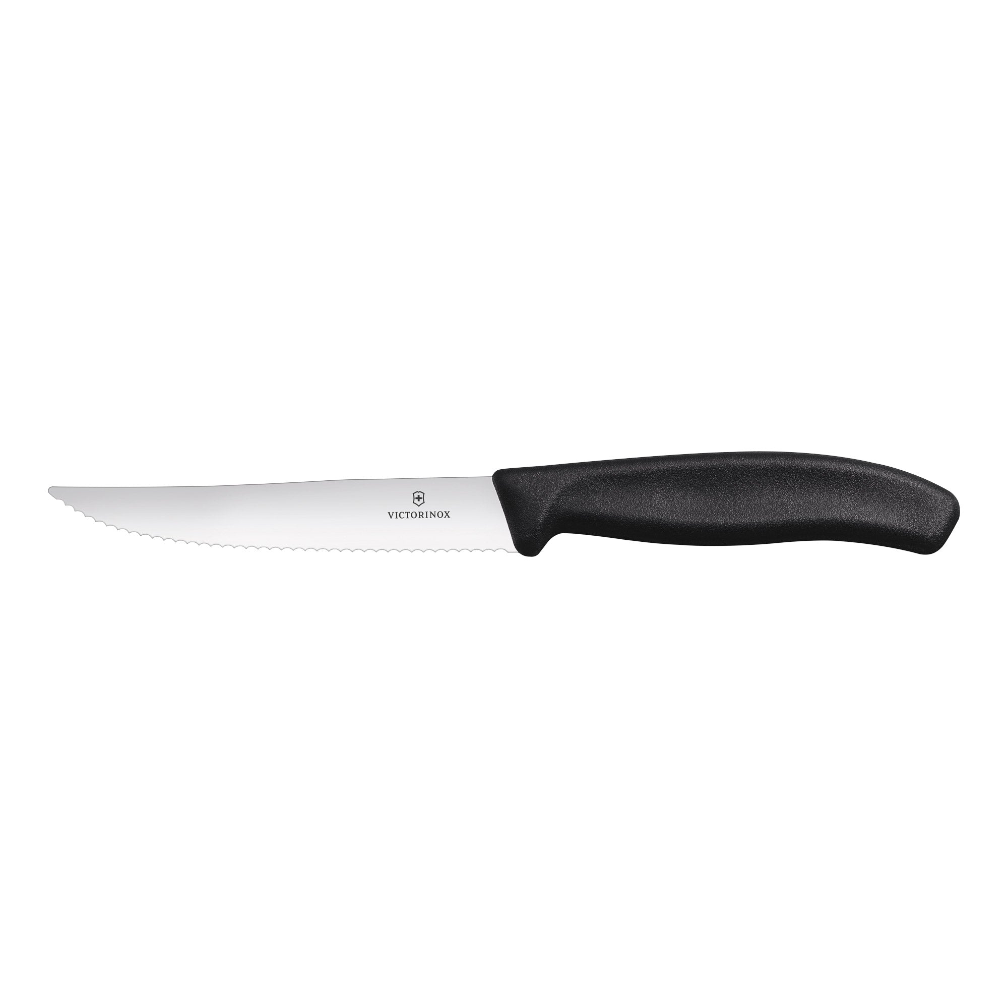 Victorinox Steak & Pizza Knife 12cm,Wide Blade,Wavy Edge,2 pc Set Classic Black