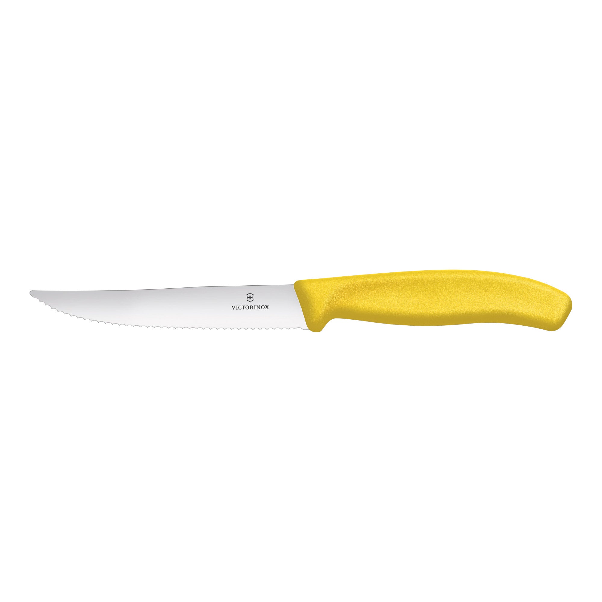 Victorinox Steak & Pizza Knife 12cm,Wide Blade,Wavy Edge,2 pc Set Classic Yellow