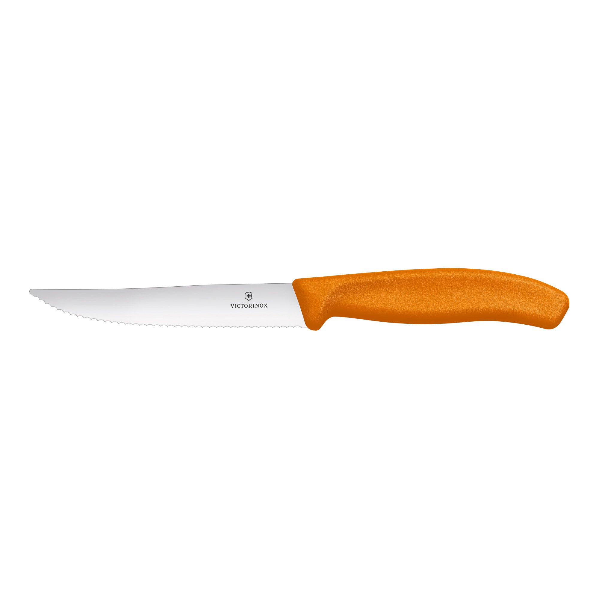 Victorinox Steak & Pizza Knife 12cm,Wide Blade,Wavy Edge,2 pc Set Classic Orange