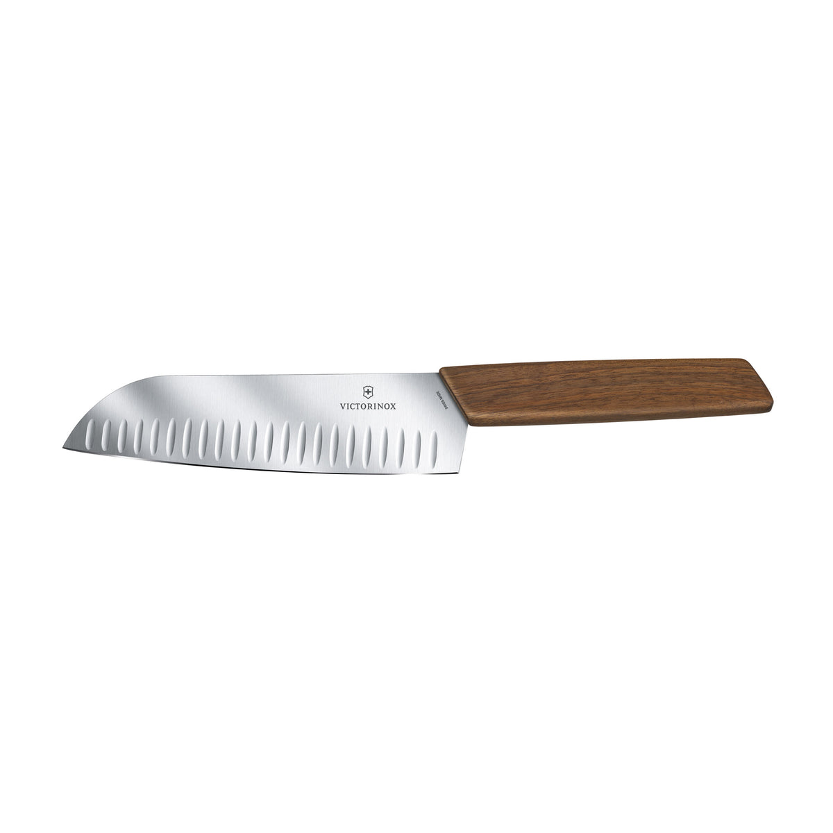 Victorinox Swiss Modern Santoku Knife Fluted Blade 17cm (Walnut)