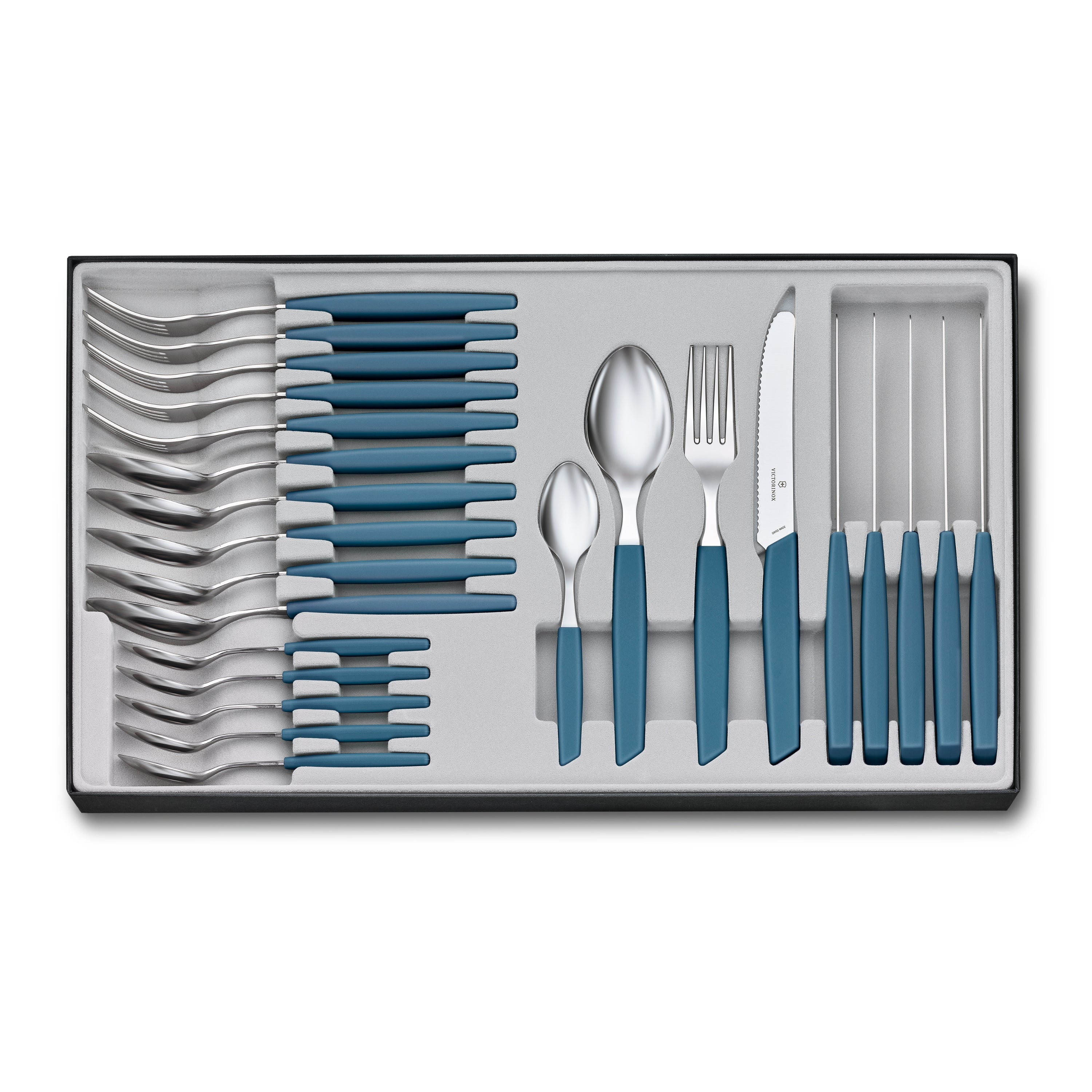 Victorinox Swiss Modern 24-Piece Table Set with Steak Knives (Cornflower Blue)