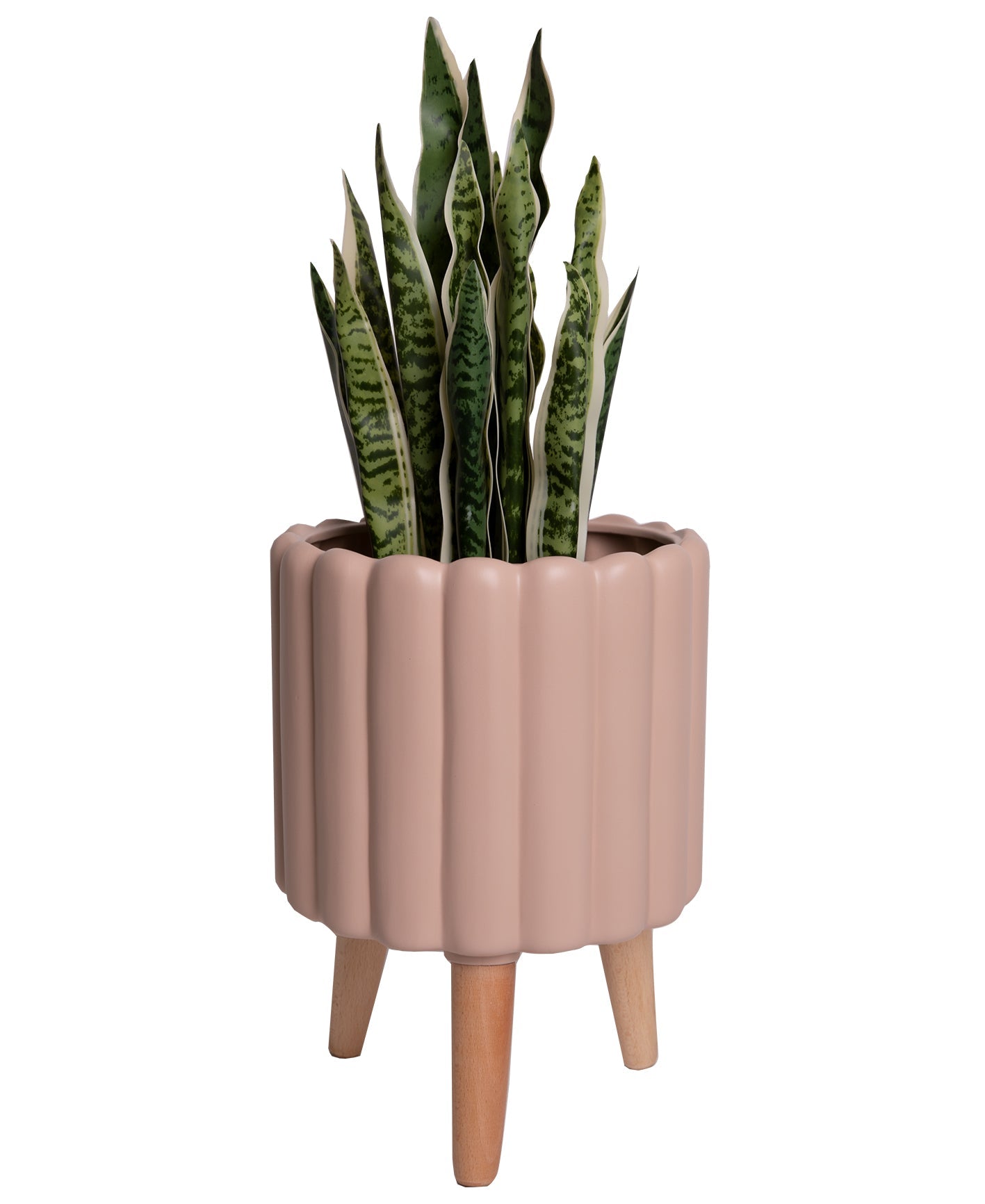 Ladelle Modern Ribbed Hazelnut 35cm Planter Pot