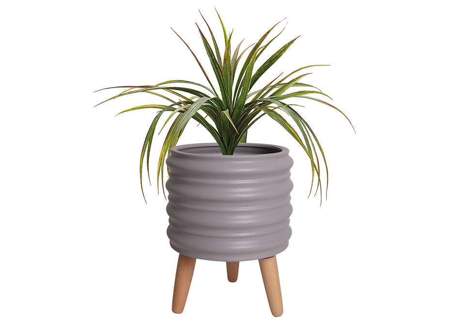 Ladelle Modern Rippled Grey 37cm Planter Pot