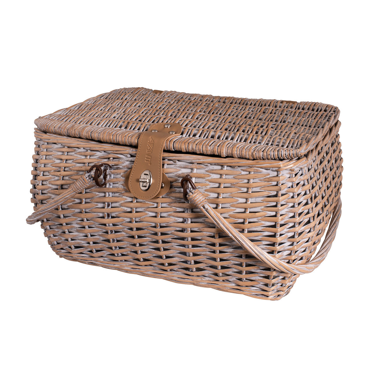 Avanti  4 Person Drop Handle Picnic Basket - Willow Wicker Hampton Stripe