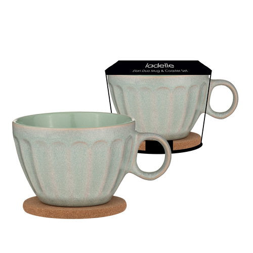 Ladelle Elan Sage Green Duo Mug & Coaster Set