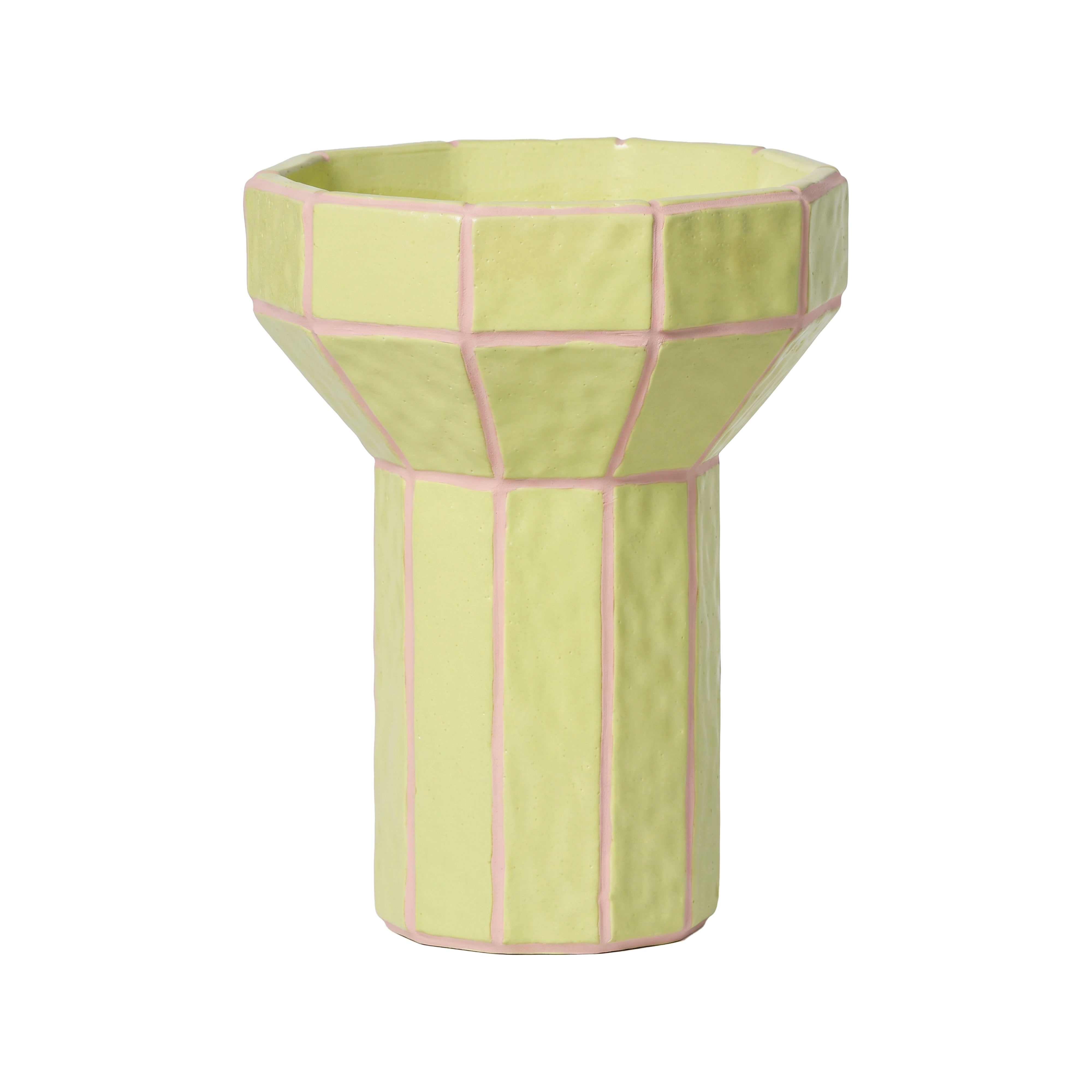 Emporium Sadie Tile Flare Vase Green & Pink
