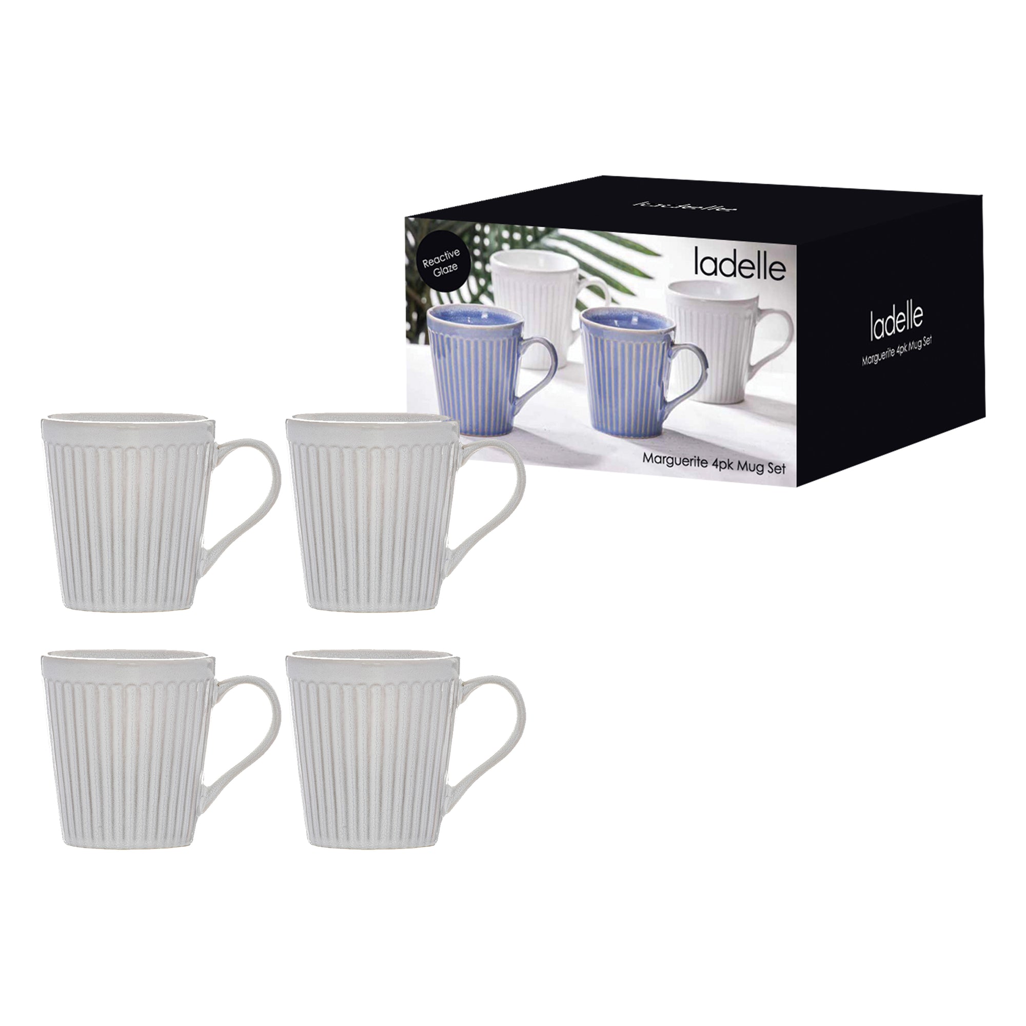 Ladelle Marguerite White 4pce Mug Set