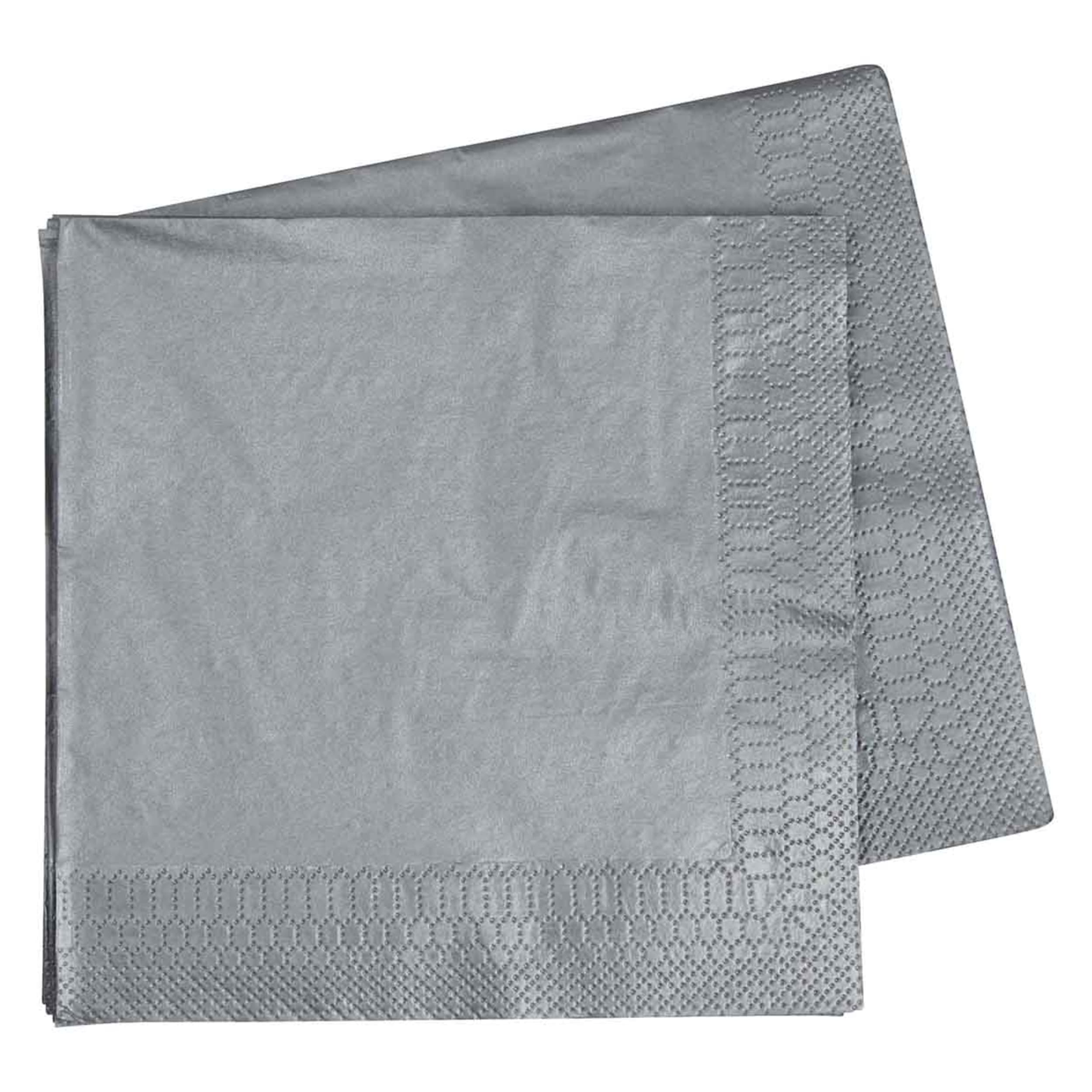 FiveStar Lunch Napkin 33cm Metallic Silver (40 Pack)