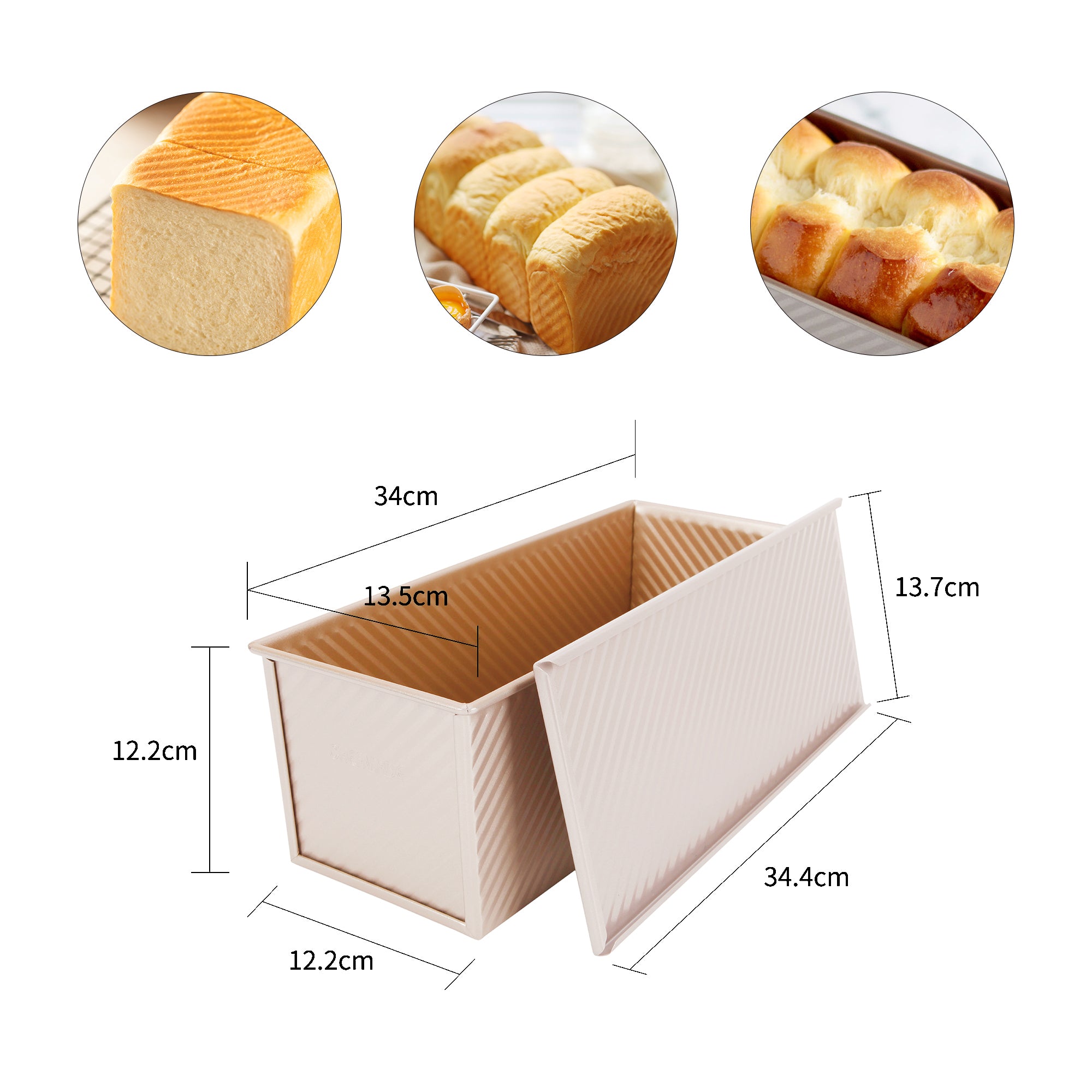 CHEFMADE Corrugated Loaf Pan with Lid 34cm 1kg (CM6005)