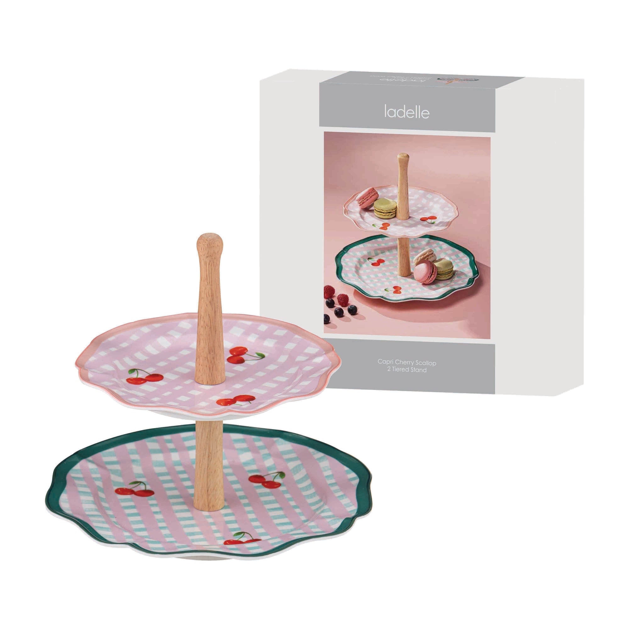 Ladelle Capri Cherry Scallop 2 Tier Stand