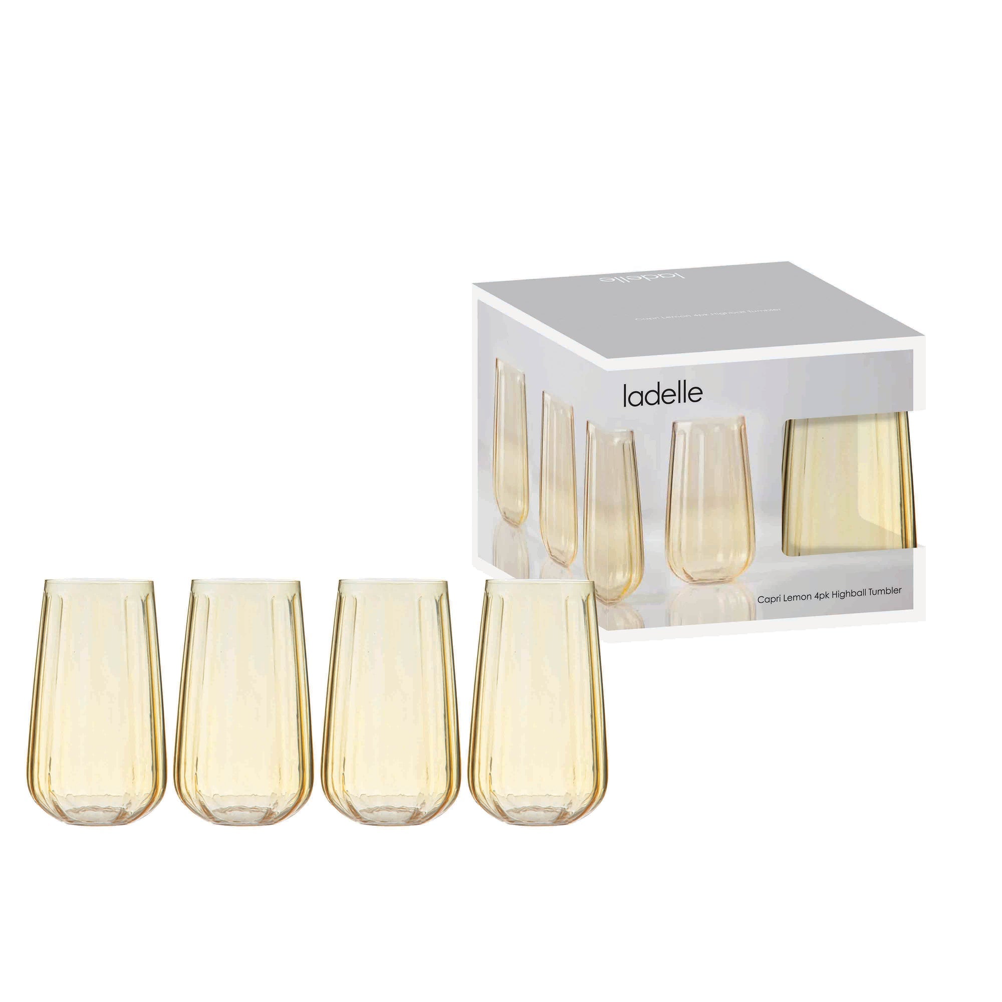 Ladelle Capri Lemon 4pk Highball Tumbler