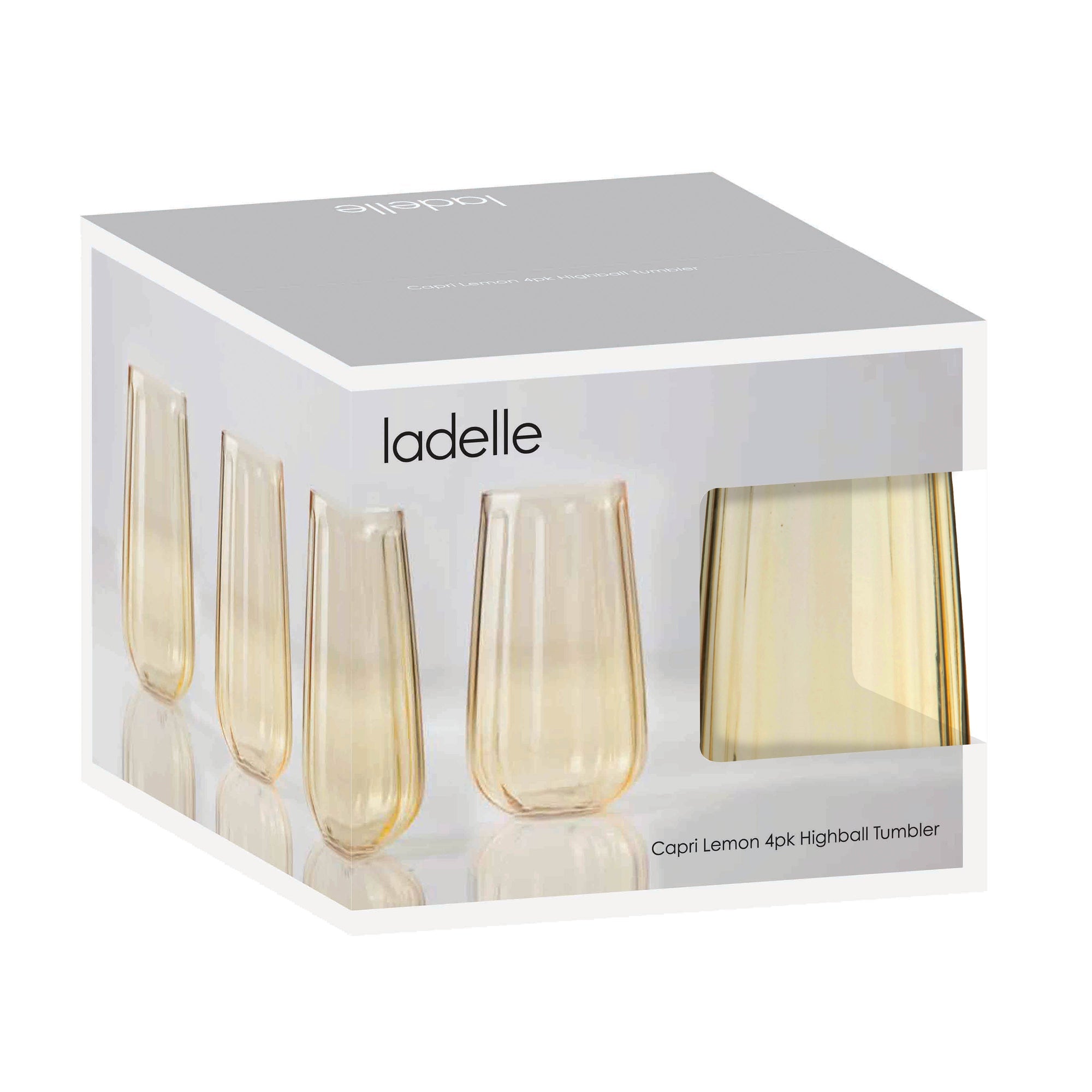 Ladelle Capri Lemon 4pk Highball Tumbler