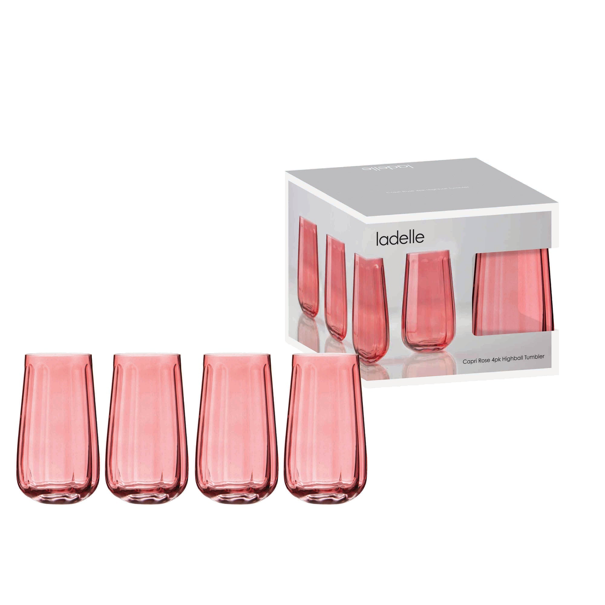 Ladelle Capri Rose 4pk Highball Tumbler
