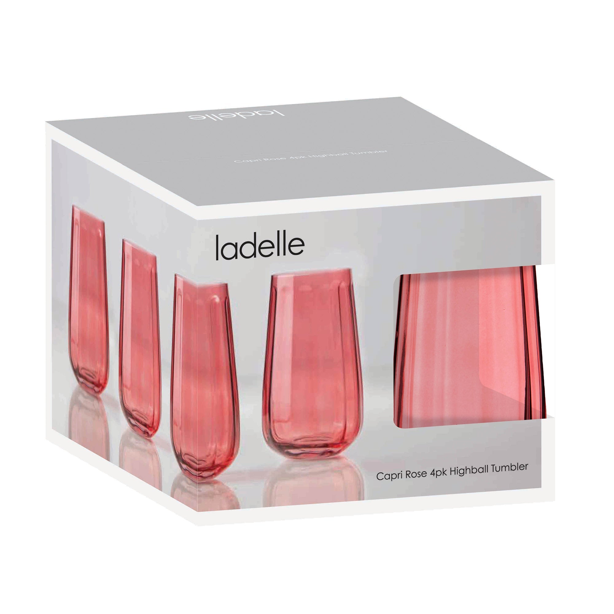 Ladelle Capri Rose 4pk Highball Tumbler