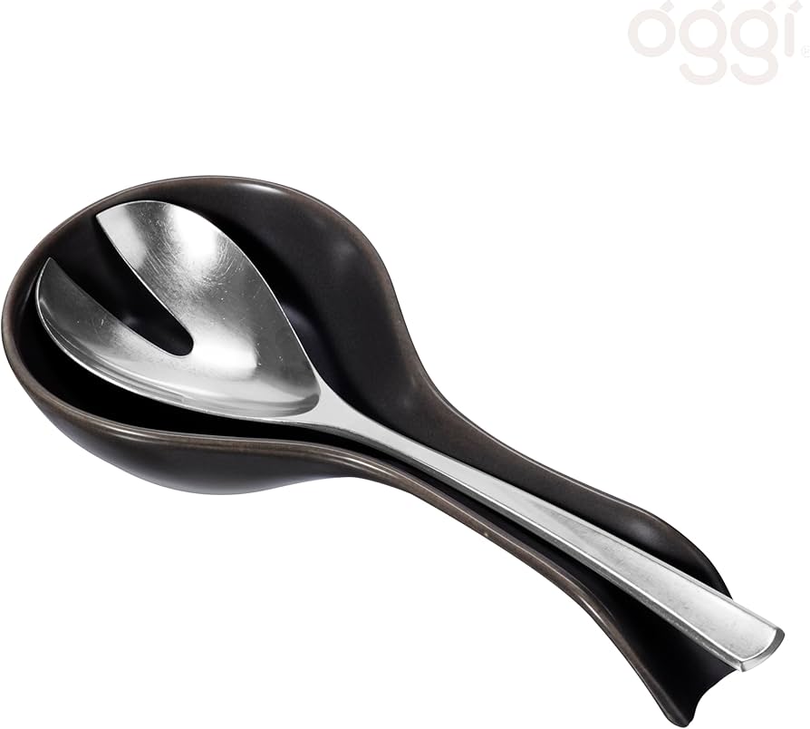 Oggi Ceramic Spoon Rest - Black