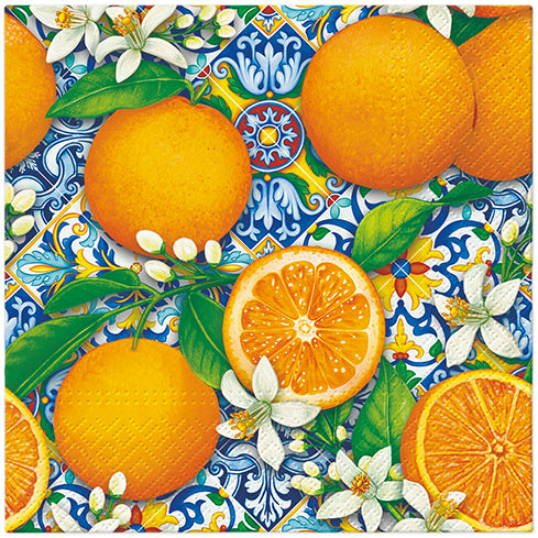 PAW Lunch Napkin 33x33cm 20 Pack - Orange Bloom