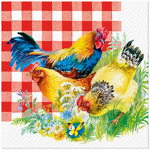 PAW Lunch Napkin 33x33cm 20 Pack - Chicken Couple