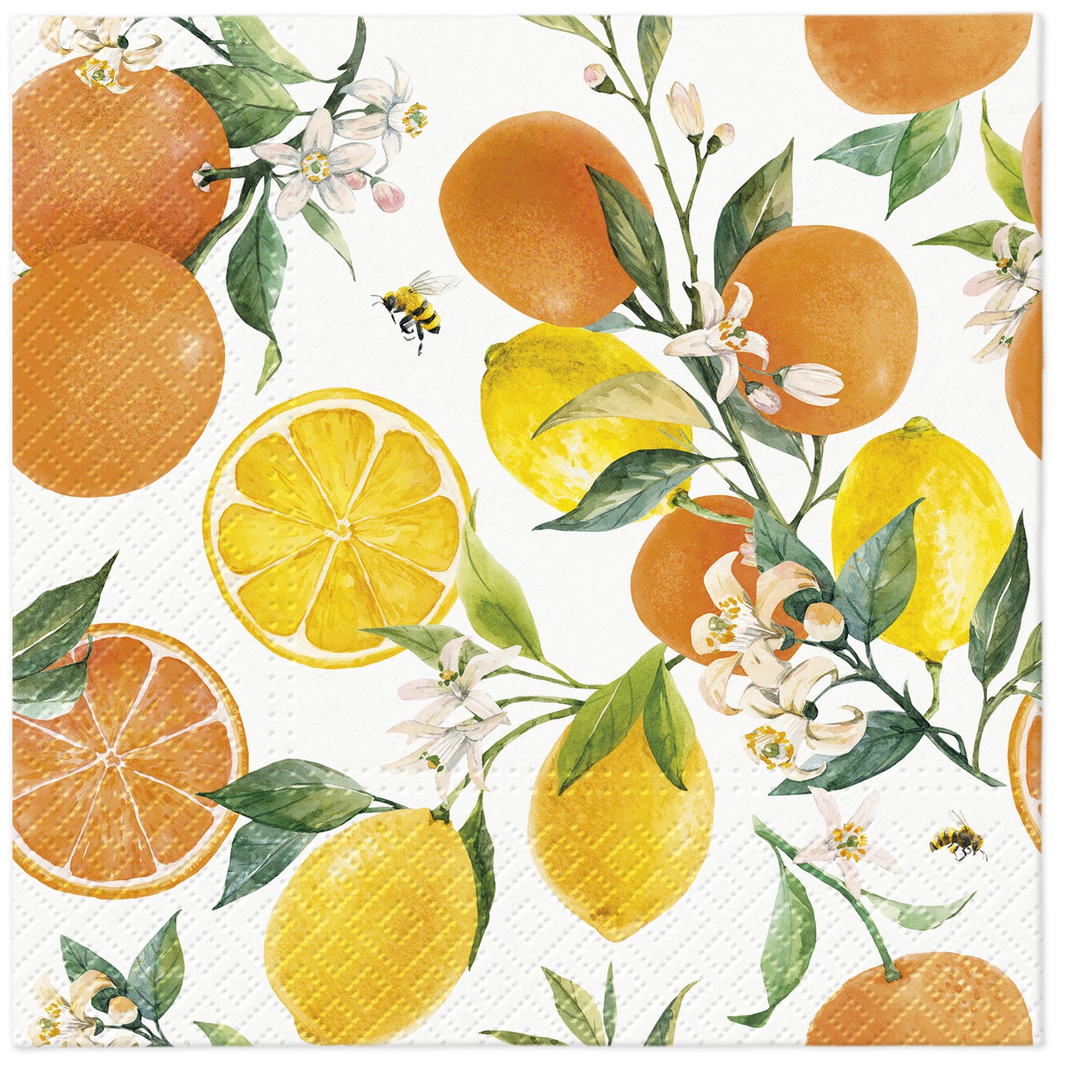 PAW Lunch Napkin 33x33cm 20 Pack - Citrus with Bees