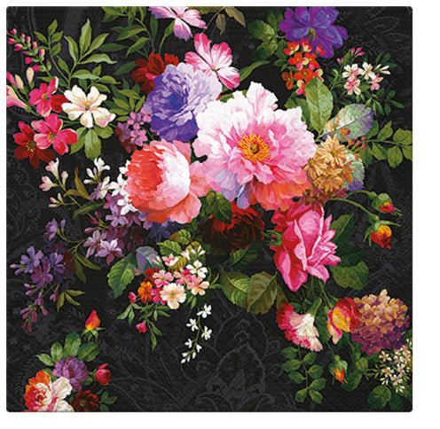 PAW Lunch Napkin 33x33cm 20 Pack - Roses on Velvet
