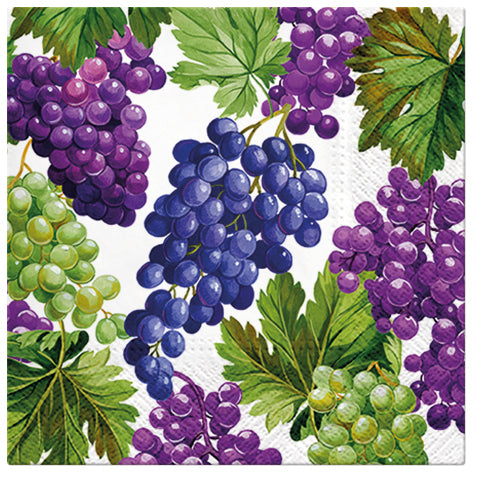 PAW Lunch Napkin 33x33cm 20 Pack - Natural Grapes