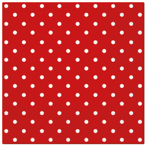 PAW Lunch Napkin 33x33cm 20 Pack - Dots Red