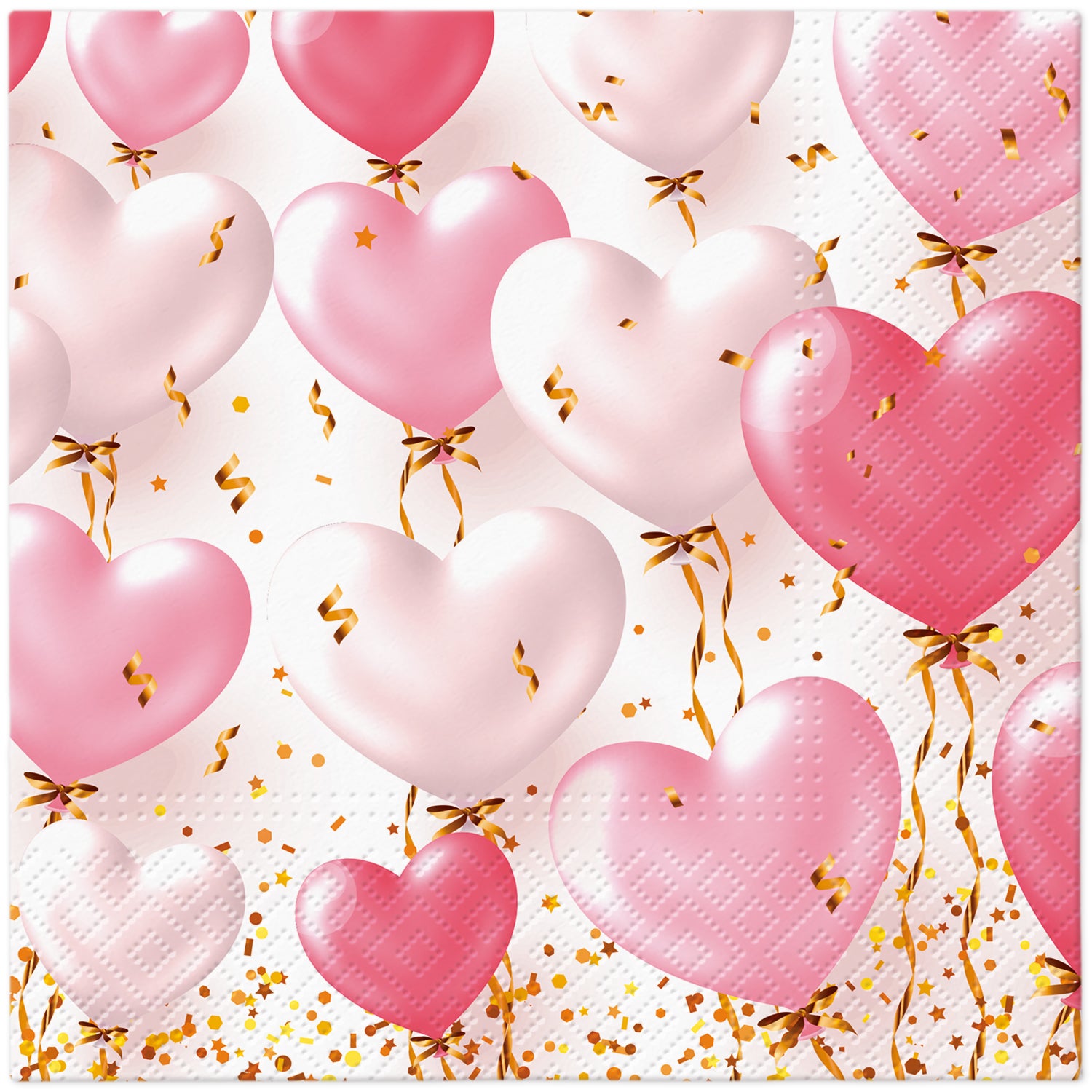 PAW Lunch Napkin 33x33cm 20 Pack - Heart Balloons Rose