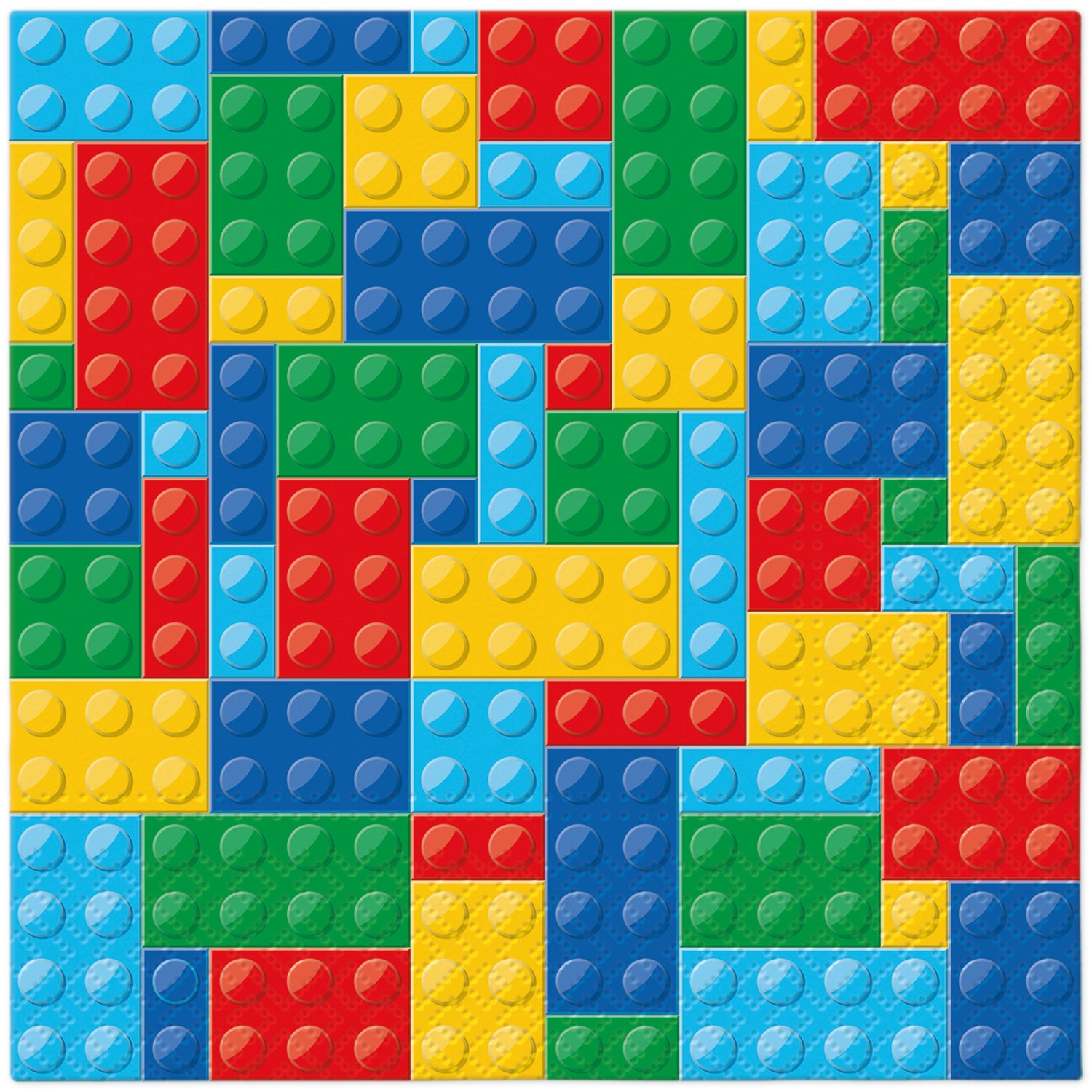 PAW Lunch Napkin 33x33cm 20 Pack - Colourful Bricks