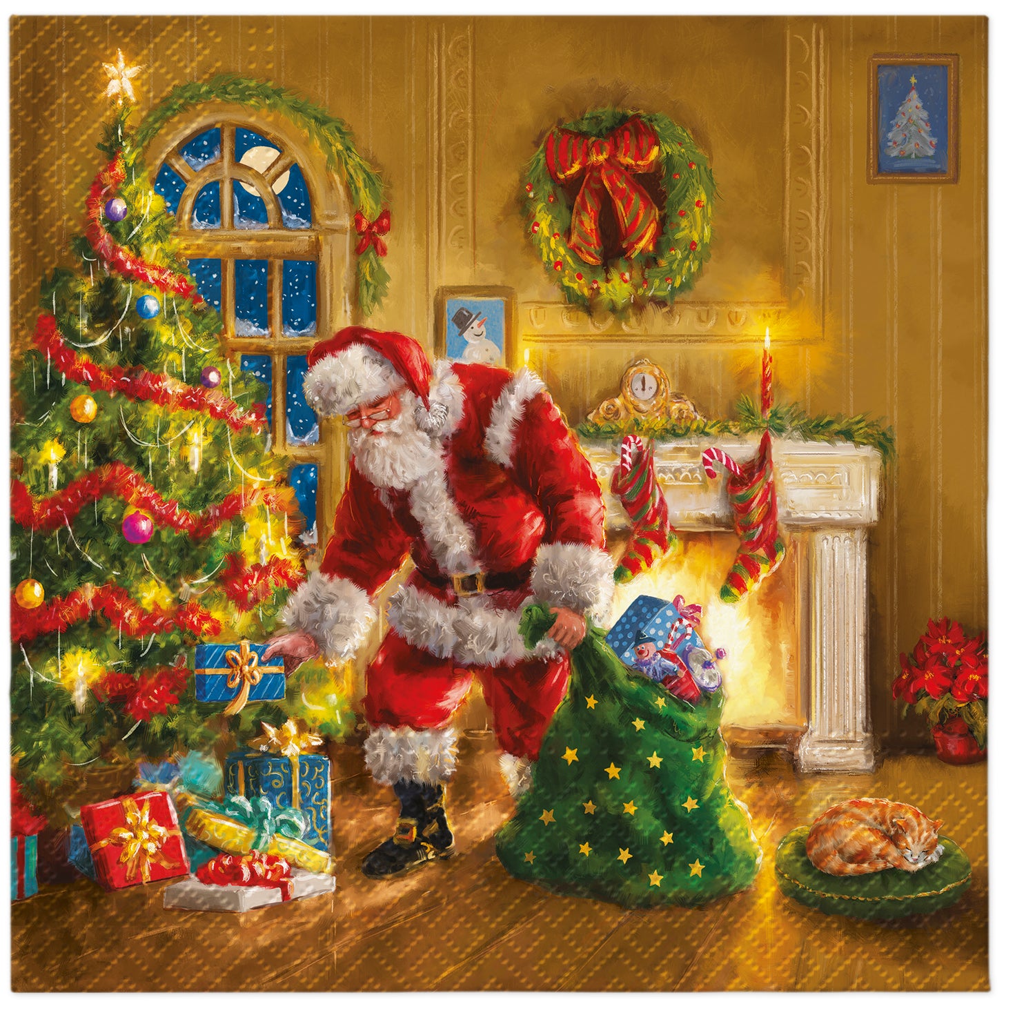 PAW Lunch Napkin 33x33cm 20 Pack - Santa is Here
