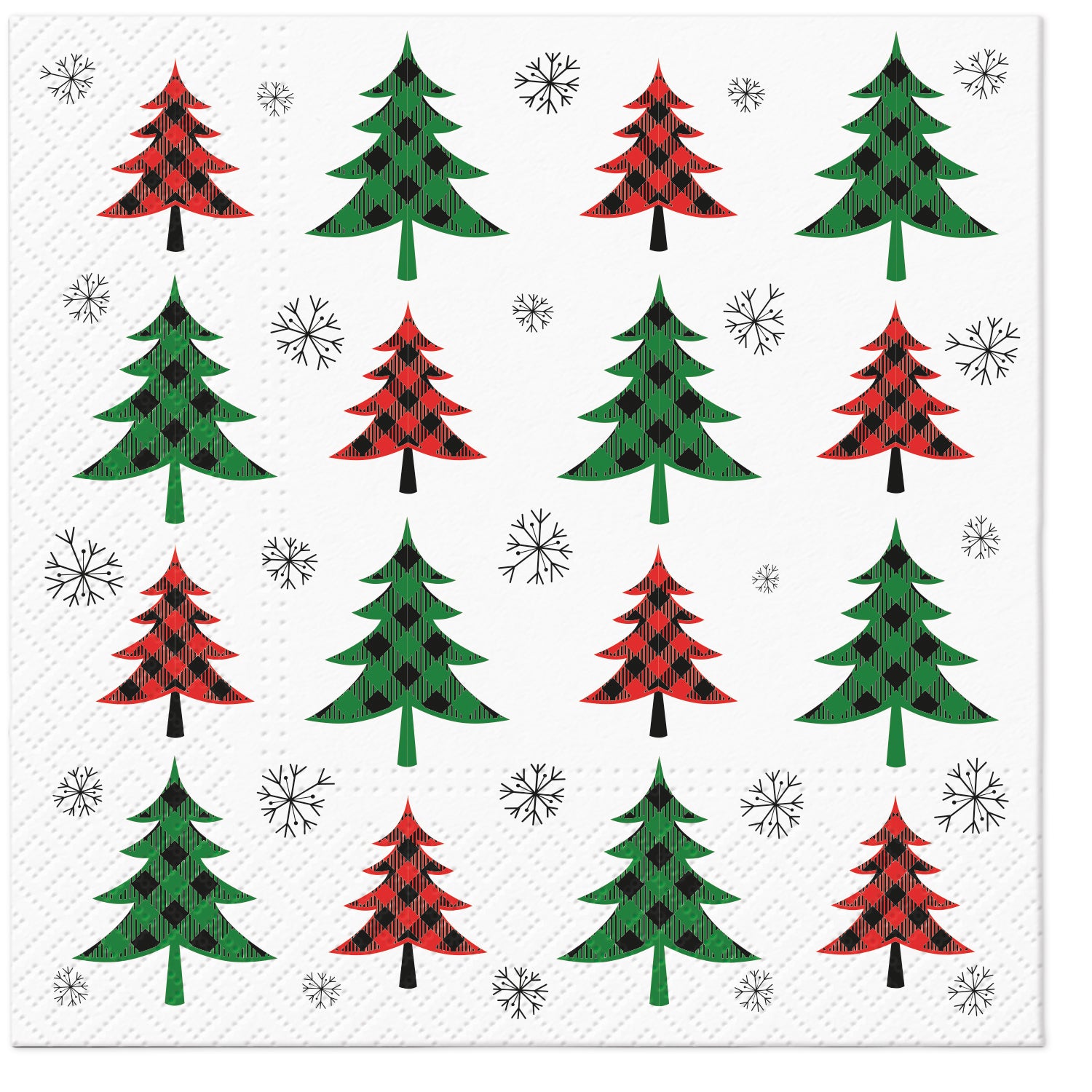 PAW Lunch Napkin 33x33cm 20 Pack - Christmas Tree Check