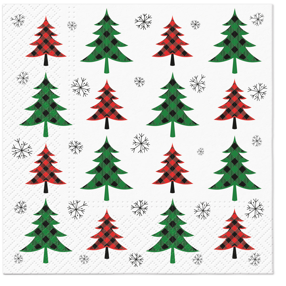 PAW Lunch Napkin 33x33cm 20 Pack - Christmas Tree Check