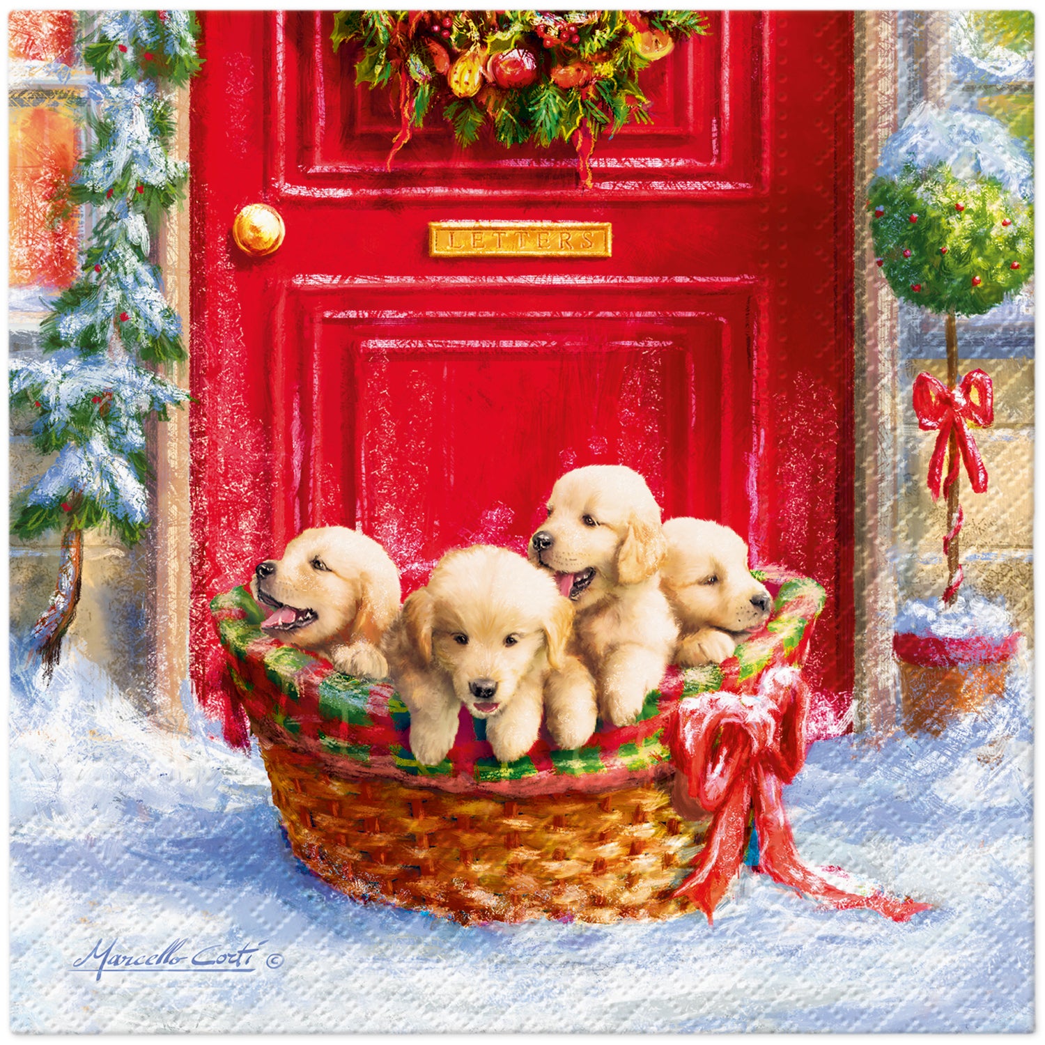 PAW Lunch Napkin 33x33cm 20 Pack - Christmas Puppies