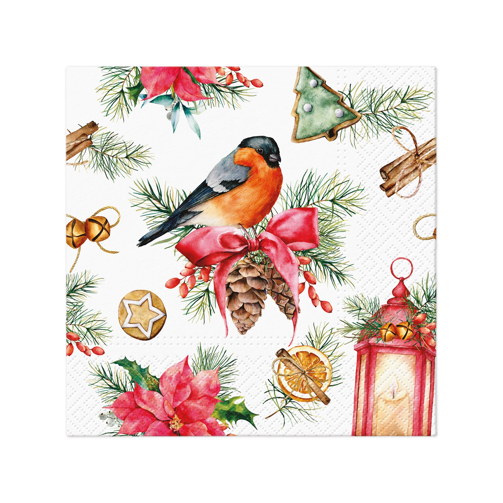 PAW Lunch Napkin 33x33cm 20 Pack - Bullfinch with Lampion