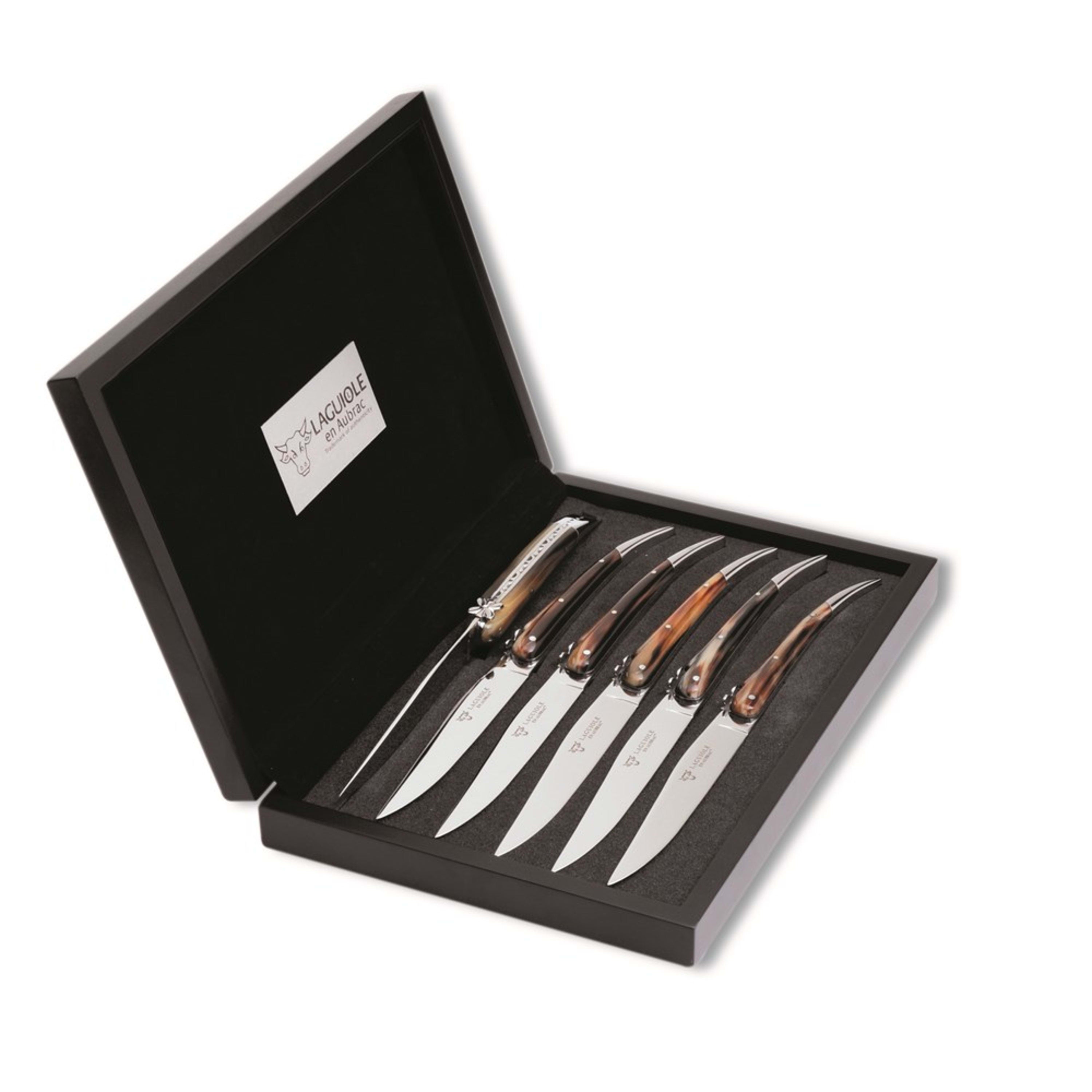 Laguiole en Aubrac 6 Piece Steak Knife Set - Aubraciens Solid Horn