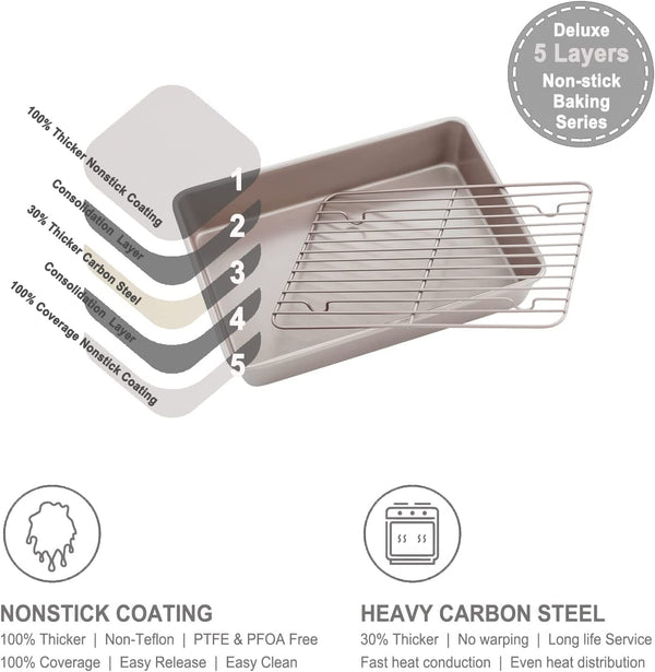 CHEFMADE Deep Baking Pan with Rack 34.5 x 24.7cm (WK9266)