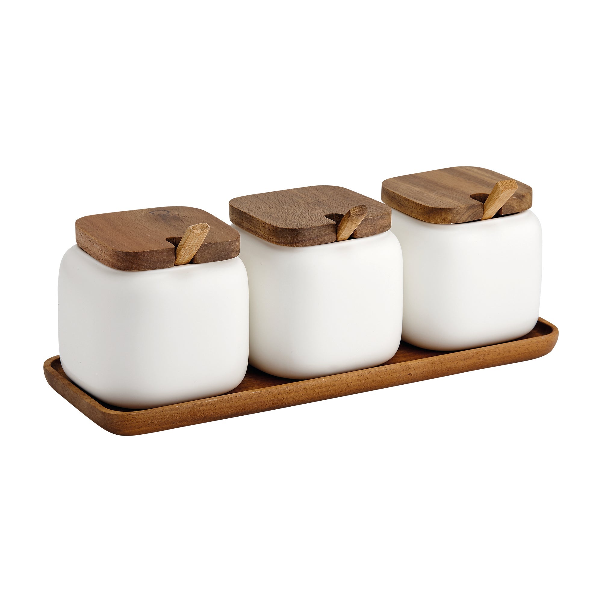 Ladelle Essentials White Canister & Spoon Counter Set