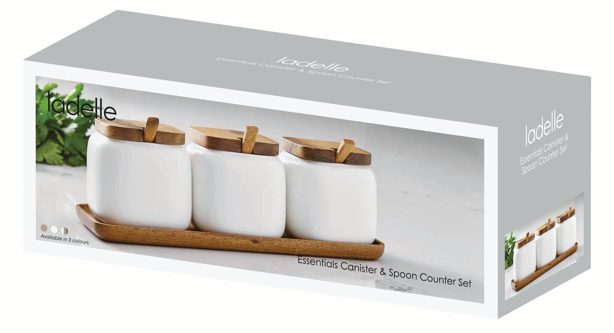 Ladelle Essentials White Canister & Spoon Counter Set