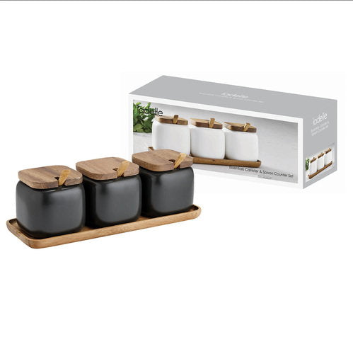 Ladelle Essentials Charcoal Canister & Spoon Counter Set