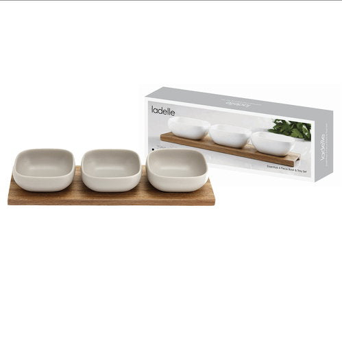 Ladelle Essentials Stone 4pce Bowl & Tray Set