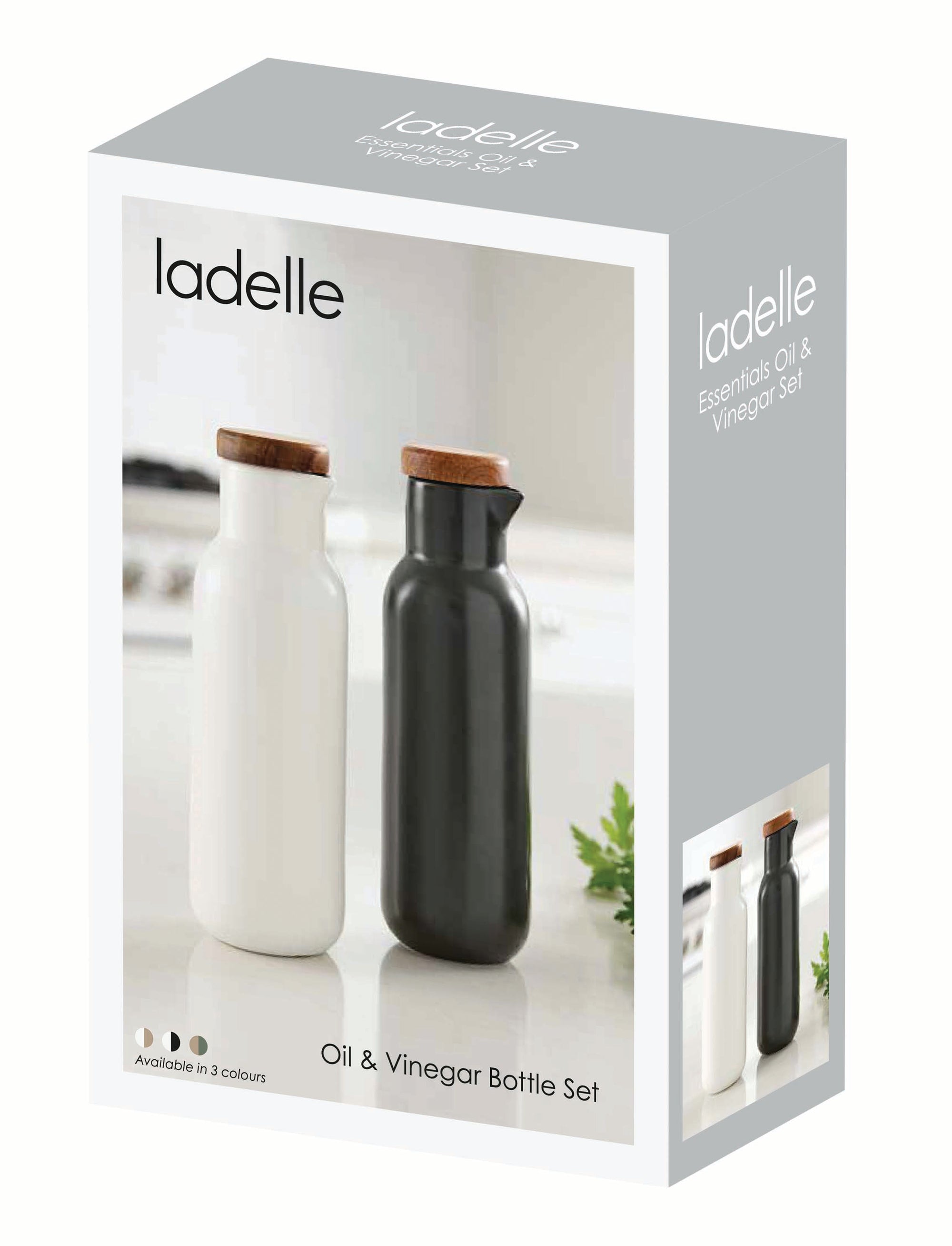 Ladelle Essentials White & Charcoal Oil & Vinegar Set