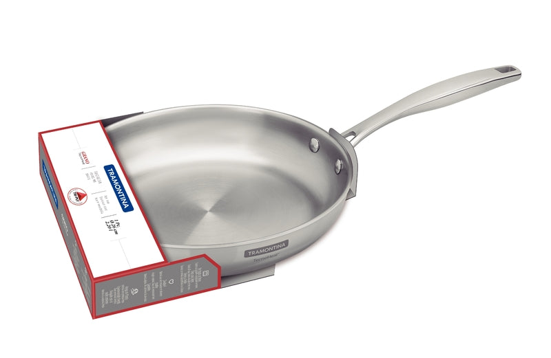 Tramontina Grano 26 cm 2.2 L Shallow Stainless Steel Frying Pan With Tri-Ply Body & Long Handle