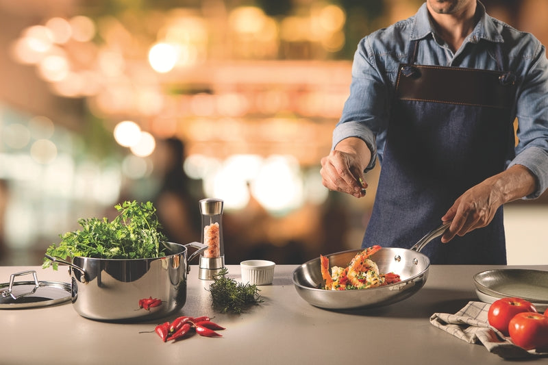 Tramontina Grano 30 cm Shallow Stainless Steel Frying Pan With Tri-Ply Body & Long Handle