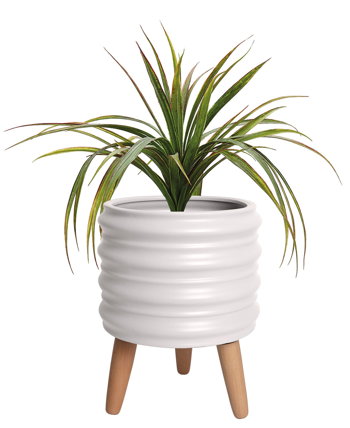 Ladelle Modern Rippled White 37cm Planter Pot