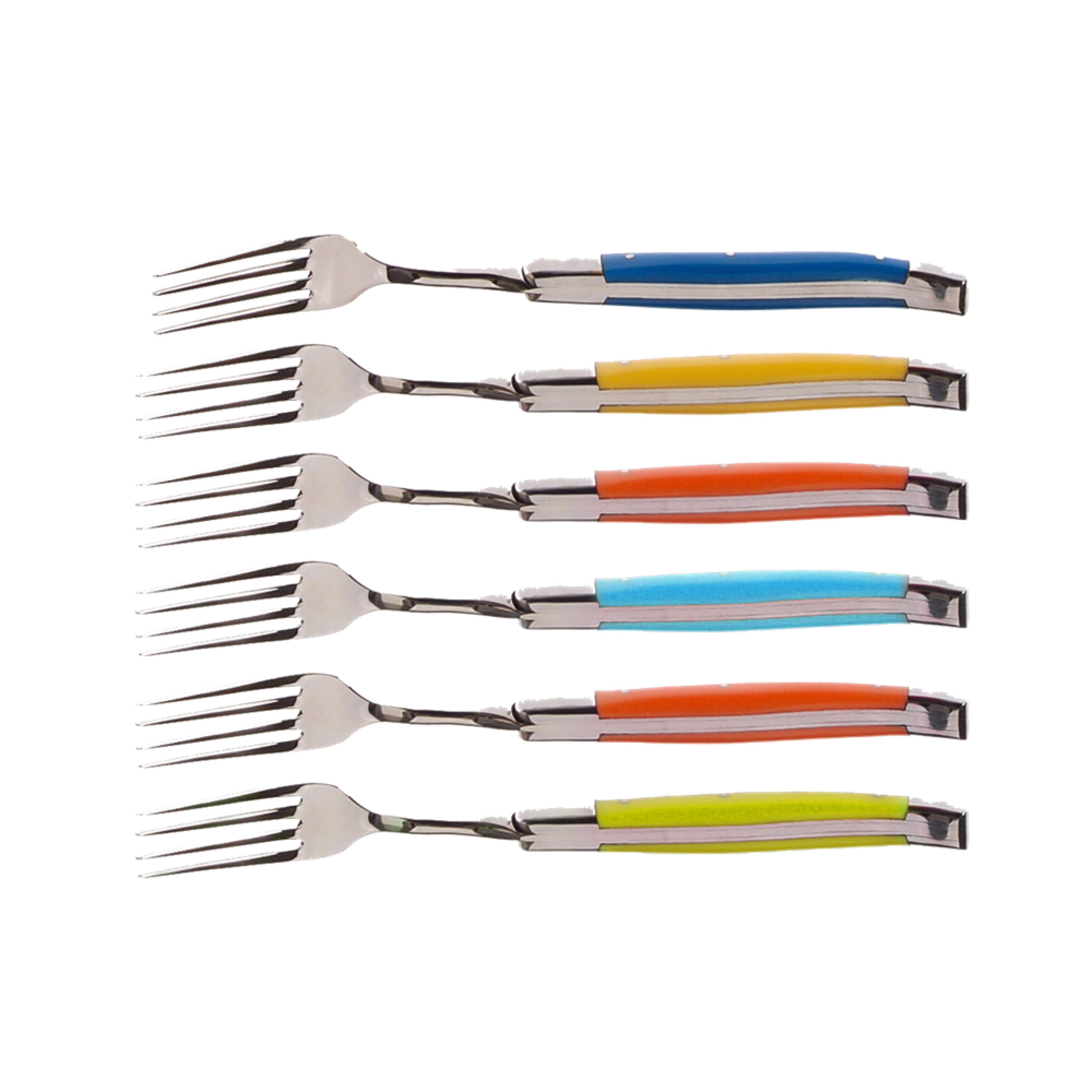 Laguiole en Aubrac 6 Piece Colour Fork Set - Mixed Colours