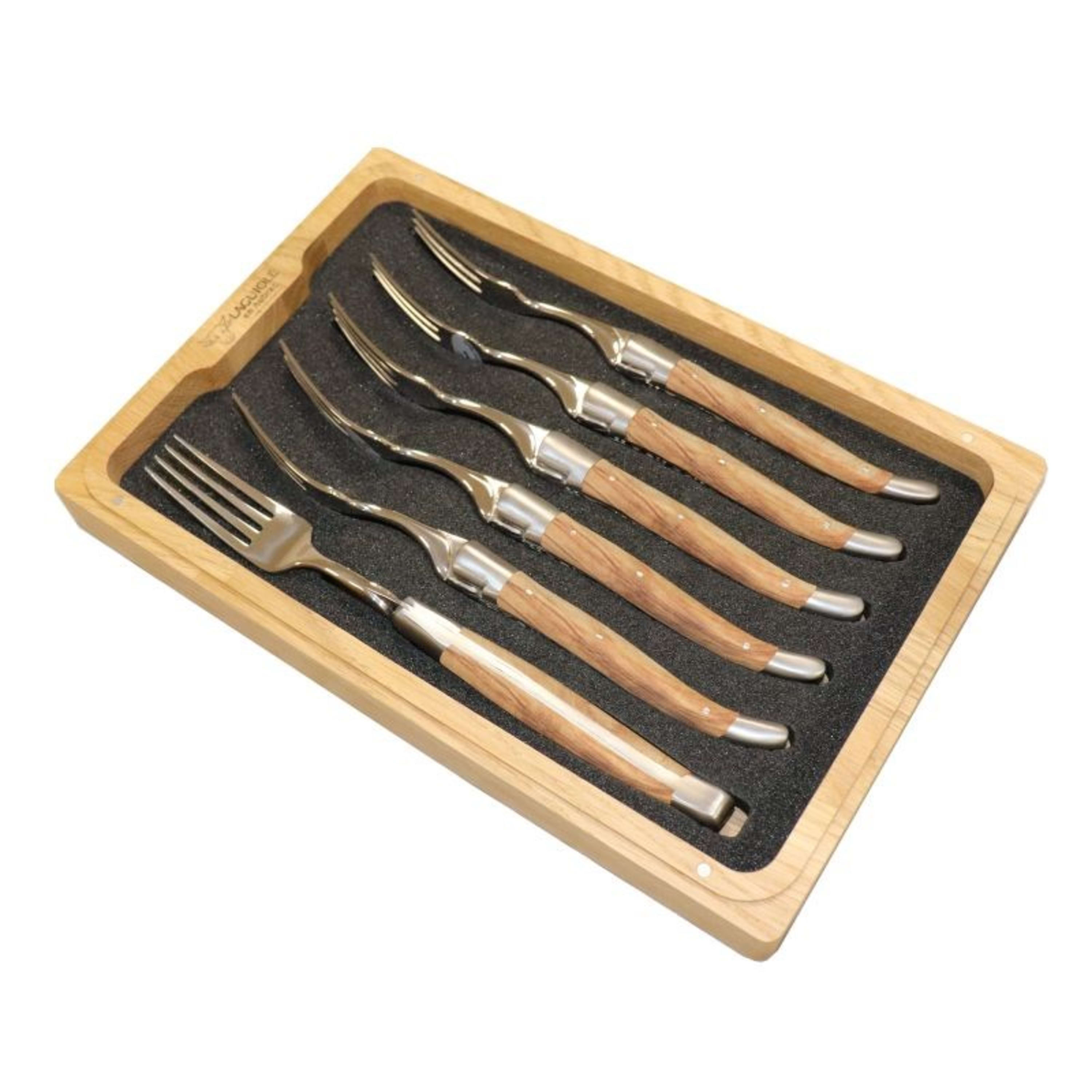 Laguiole en Aubrac 6 Piece Fork Set - Olive Wood