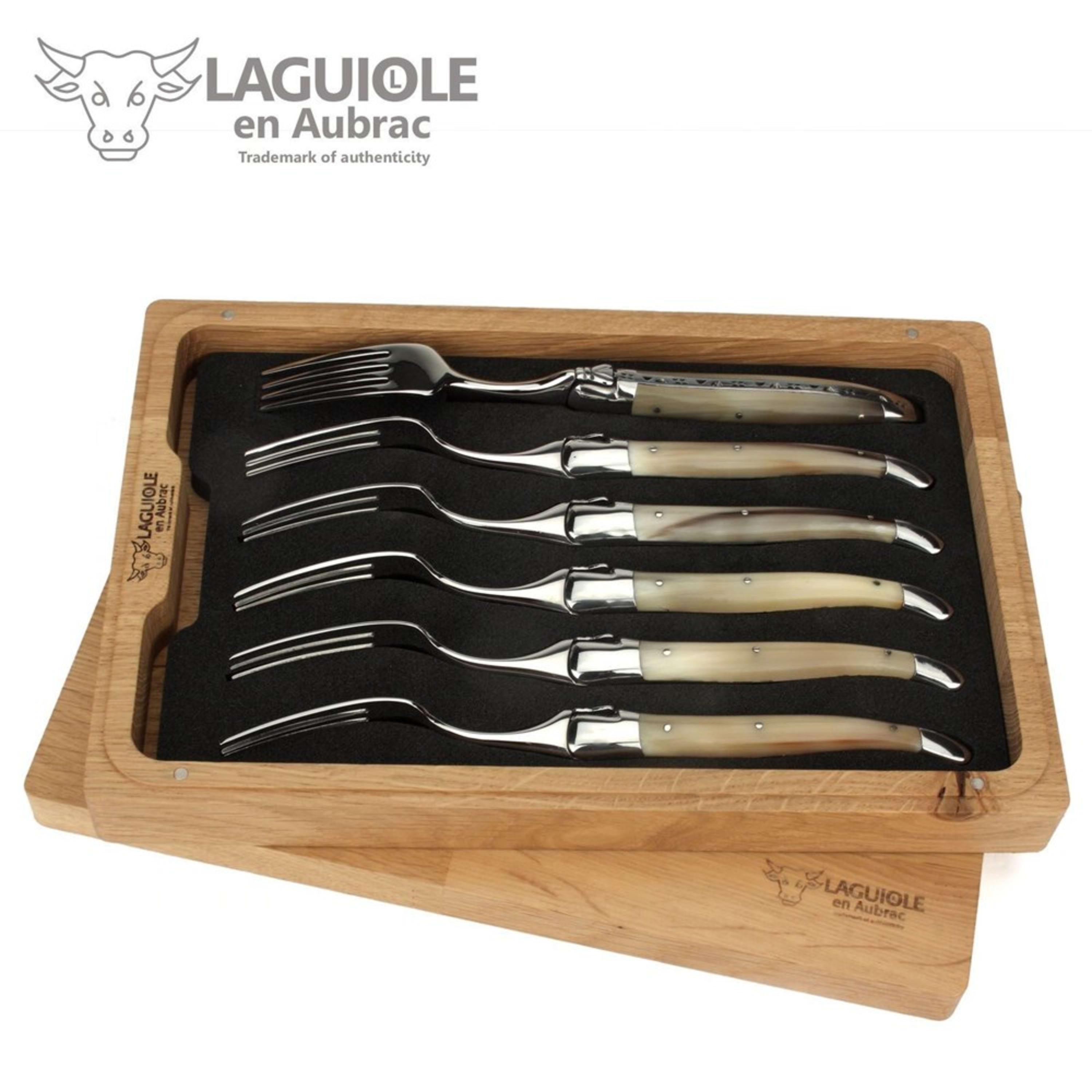 Laguiole en Aubrac 6 Piece Fork Set - Solid Horn