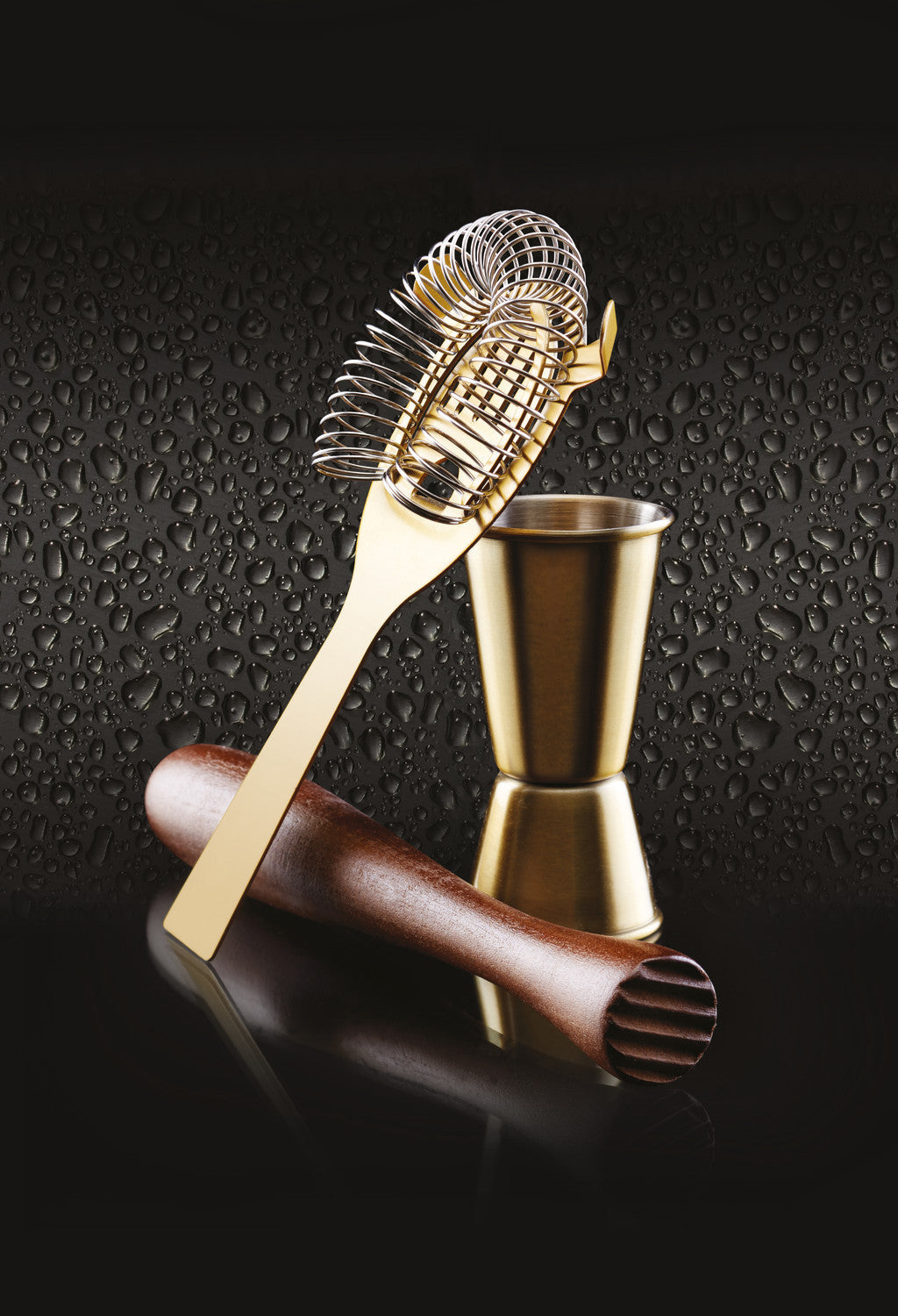BarCraft Brass Finish 3 Piece Cocktail Tool Set